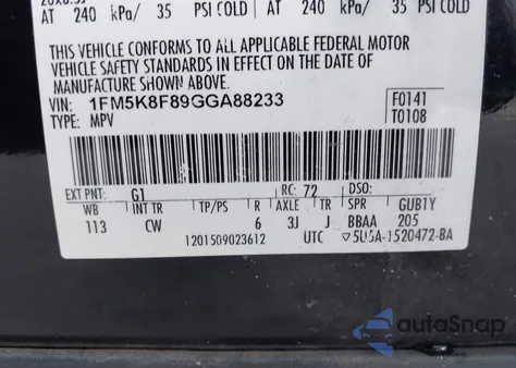 2016 Ford Explorer Limited z USA, uszkodzony, nr VIN 1FM5K8F89GGA88233